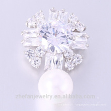 Nouvelle conception Zircon Broche Belle Femme Fleur Broche Perle